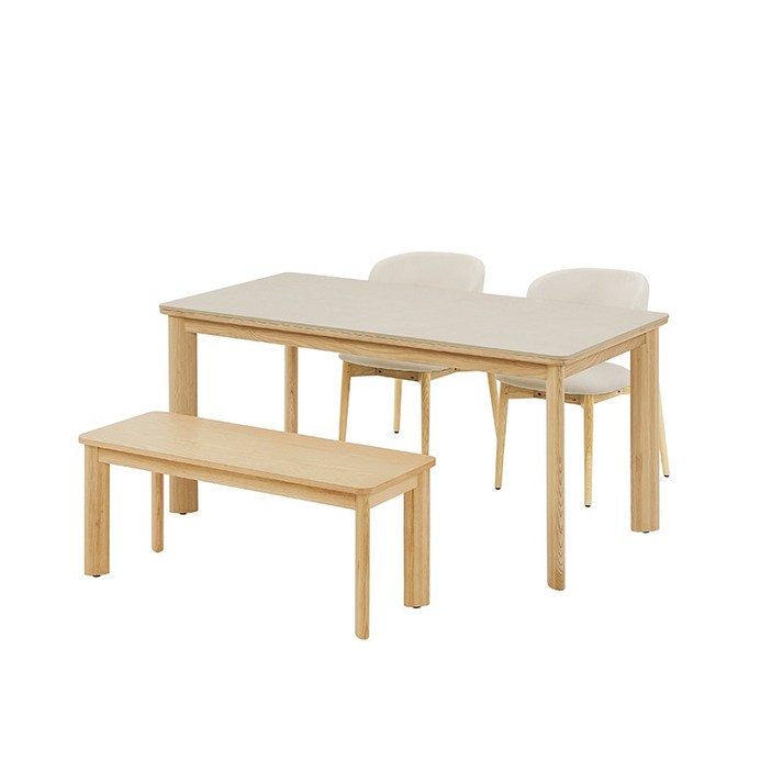 까사미아 포멜로 세라믹식탁 4인세트 160cm 내추럴벤치1100 1EA, 패브릭체어2EA, 내추럴화이트 상판 까사미아 포멜로 세라믹식탁 4인세트 160cm 내추럴벤치1100 1EA, 패브릭체어2EA, 내추럴화이트 상판