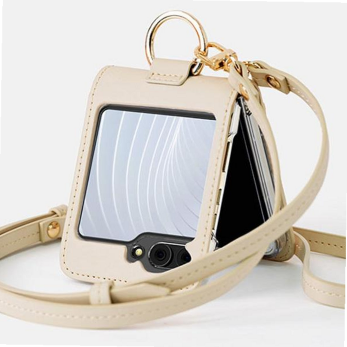 갤럭시Z플립5Z플립5 숄더 카드 D링 가죽 케이스