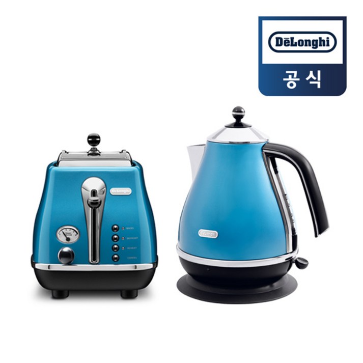 드롱기 아이코나 시리즈 전기주전자토스터 세트KBO2001CTO2003, 전기주전자블루토스터블루