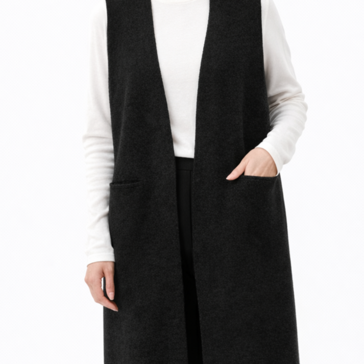 LOBEE 가을겨울 롱조끼니트 베스트 가디건