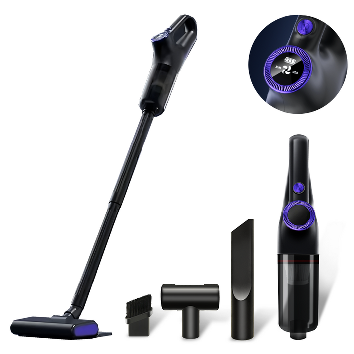 Voltmate 무선청소기 대흡력 청소 물결레 2인1 가정용 다용도 핸디형 LED, 블랙