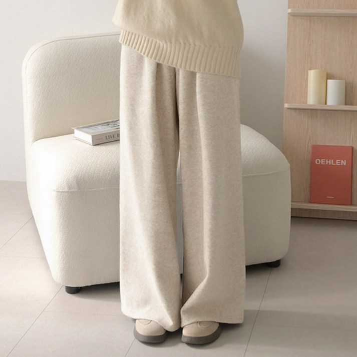 데일리앤 버터 겨울 밍크 기모 밴딩 와이드 트레이닝 팬츠 여자 츄리닝 통바지