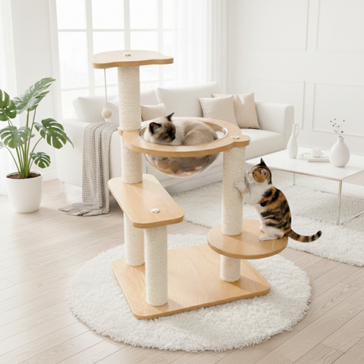 드리피 안정설계 본능충족 고양이 캣타워 스크래쳐, 1개, 우드원목