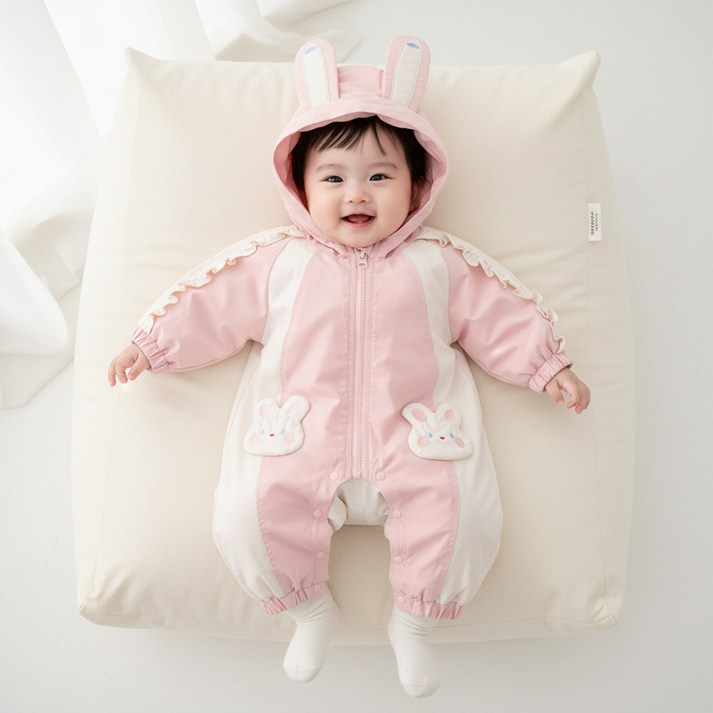 몽실이 래빗 후드 화섬 우주복 유아 아동 여아 가을 봄 점프수트 자켓 토끼 귀달이 외출복