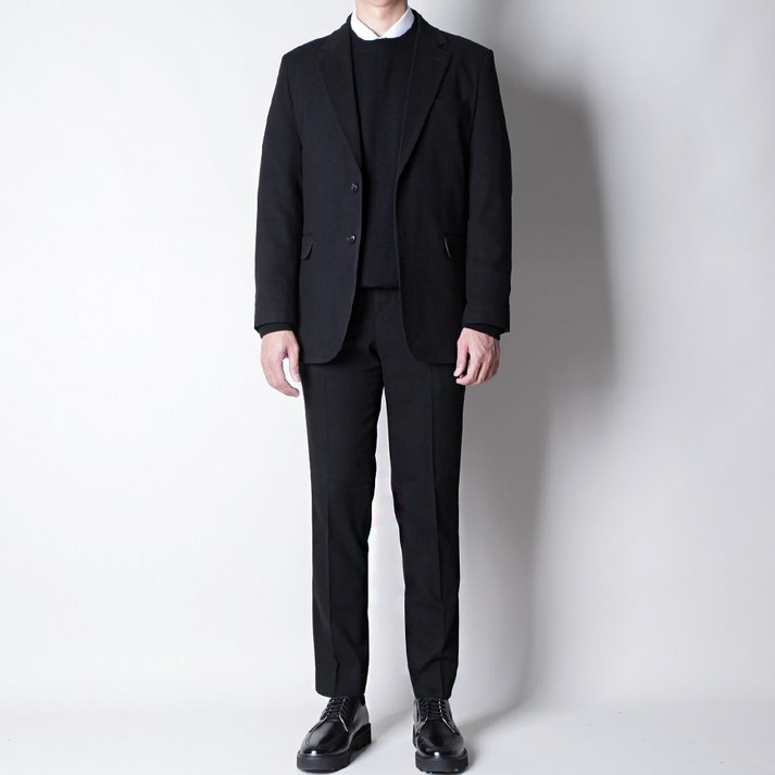 디아웃핏 남성 겨울 울 정장세트 히든 밴딩 수트 캐주얼 기모 면접 결혼식