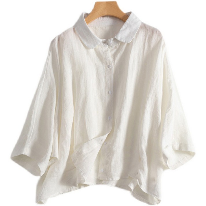 에쥬아 오버핏 크롭셔츠 드롭 숄더 가오리핏 셔츠블라우스