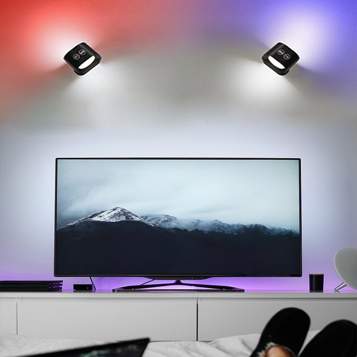 HK Sell 그웬 RGB 인테리어 조명 리모컨 LED 스포트라이트 홈피시방 무타공, 화이트