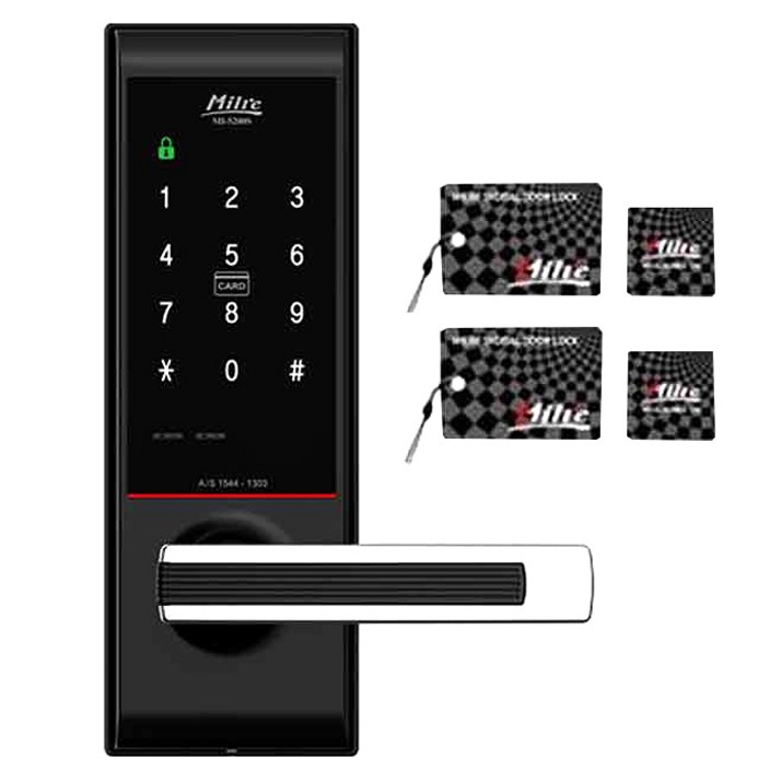 밀레시스텍 무타공 디지털 도어락 MI5200S  전자키 휴대폰걸이형 2개  스티커형
