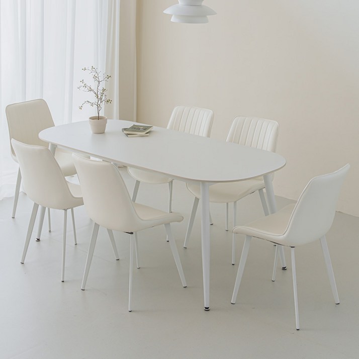 퍼리든 도프트 타원 세라믹 식탁  의자 세트 6인용 1800 방문설치