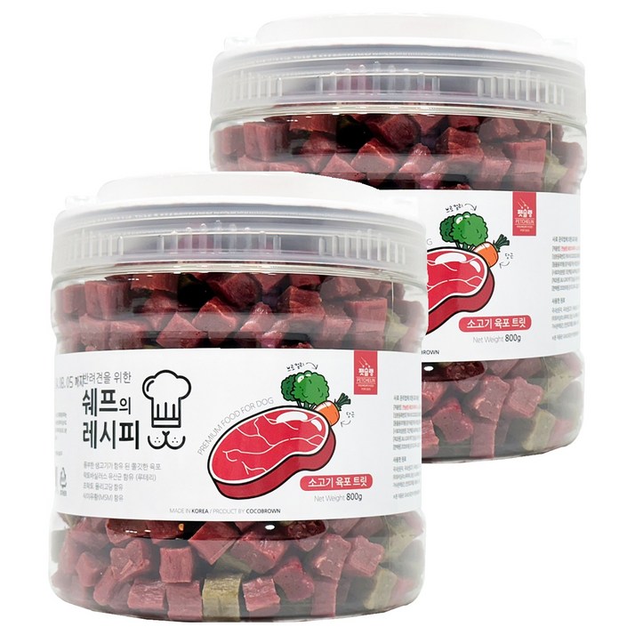 펫슐랭 반려견을 위한 쉐프의 레시피 트릿, 소고기육포, 800g, 2개