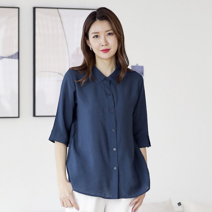 여성용 데일리 인견 오픈 정장 단색 셔츠