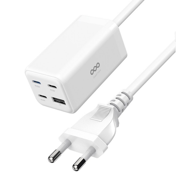굿밸류 GaN 65W 4포트 초고속 유선 멀티 충전기, 화이트, 1개