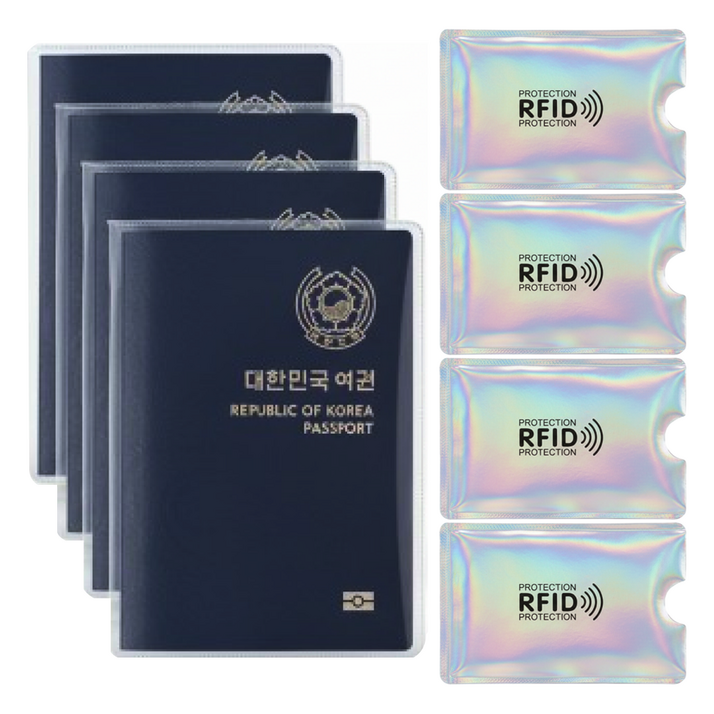 벨리안 투명 여권 케이스 4p + RFID 차단 카드 케이스 4p 세트