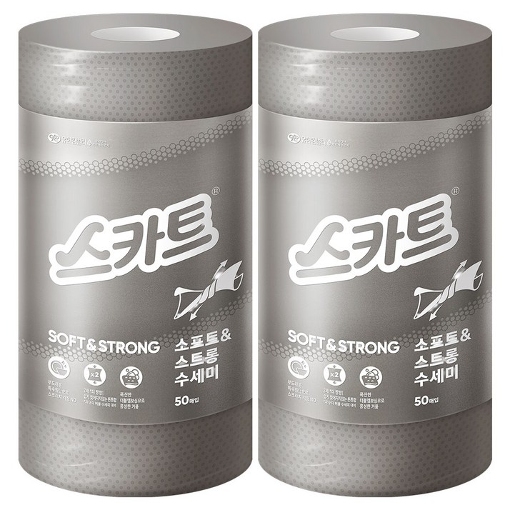 스카트 소프트 앤 스트롱 수세미, 그레이, 50개입, 2개