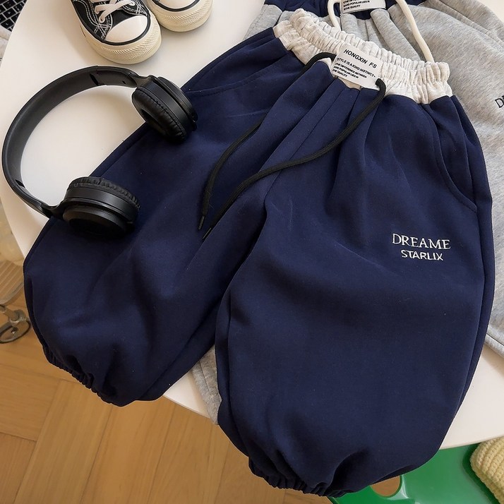 유블리 아동용 오네미 배색 트레이닝 데일리 조거 팬츠