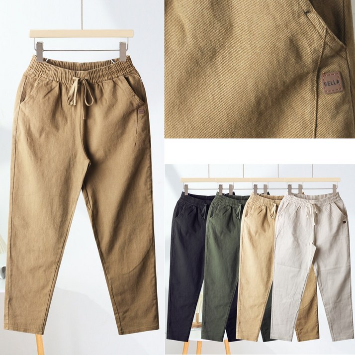 애니진 여성 봄가을 부드러운 코튼 배기 면바지 스판 밴딩팬츠 3916