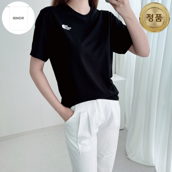 국내 정품 노스페이스 화이트 라벨 남여공용 여름 반팔티 티셔츠 이브노르 파우치