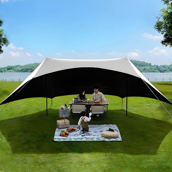 FOWOD 아웃도어 타프 캠핑 타프 특대형 자외선 차단 타프 실버 코팅 블랙 코팅