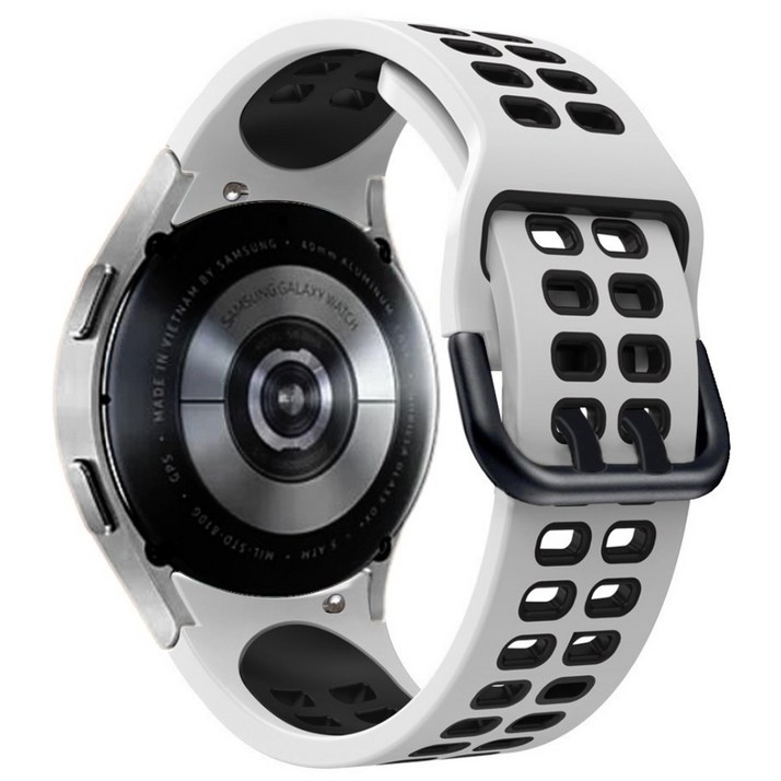 Fegwilde 갤럭시워치 호환 익스트림 스포츠 실리콘 날개형 스트랩 워치 7/6/6클래식/5/5골프/4클래식 40mm 44mm 45mm 43mm 47mm 42mm 46mm, 흰색+블랙