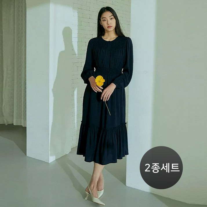 홈쇼핑HIT 여성 가을 네츄럴 플레어 원피스 2종 세트