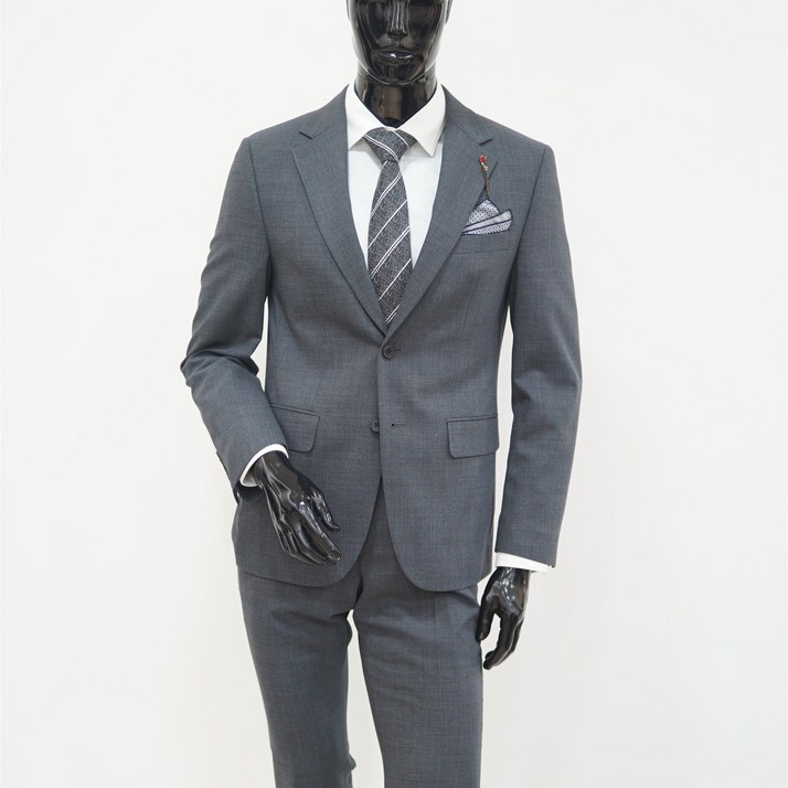 트루젠 남자 정장 봄 여름 양복 울 모직 슬럽 스판 수트 결혼 면접 출근 남성 정장세트 그레이 E5440 [박스포장]