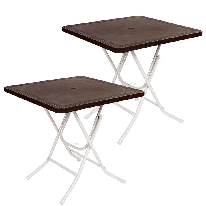 지오리빙 접이식 플라스틱 사각 테이블, 브라운