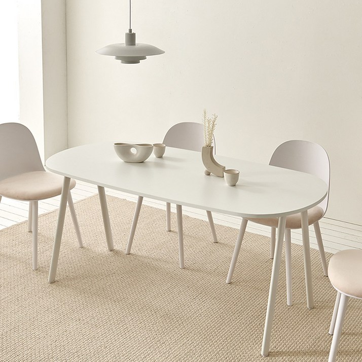 스칸디무드 커렌트 6인 타원형 식탁 테이블 1600, 화이트