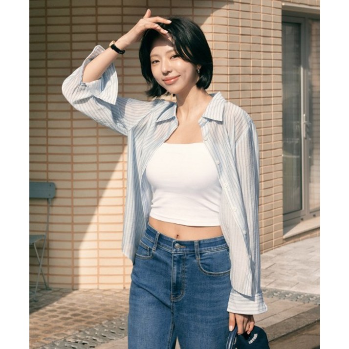 더엣지 THEATG 김고은 3PACK 26SS 시어 스트라이프 셔츠 2078404871 422615