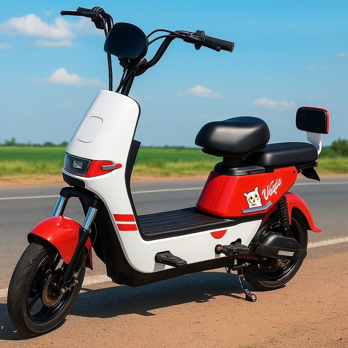 Javellokick 전기자전거 바이크 전동 자전거 출퇴근 스쿠터 48v 고출력, 화이트레드, 경량스틸