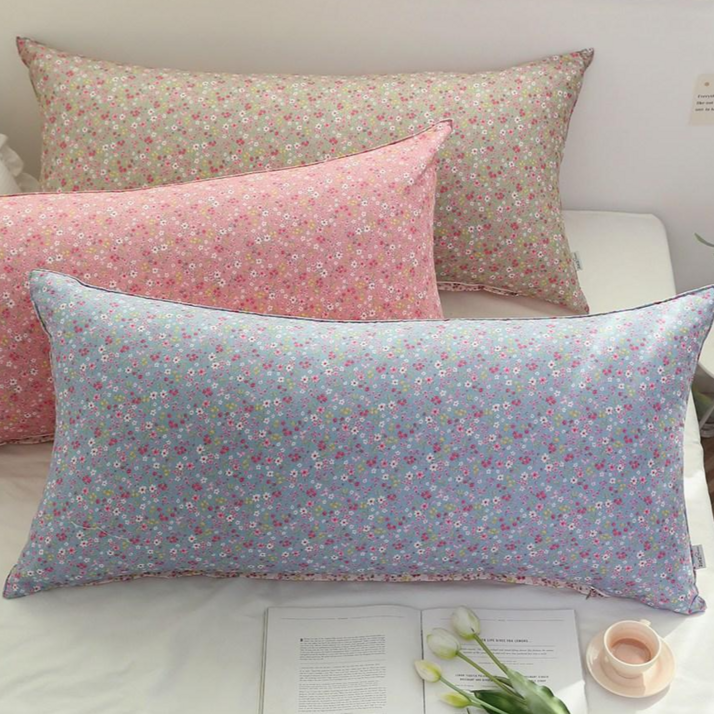 쉐리잔꽃 바디필로우, 등쿠션, 긴 베개, 롱쿠션,대쿠션 일자형 (솜포함), 블루