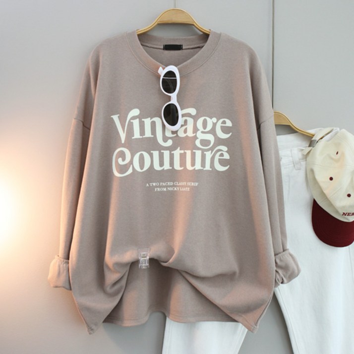 달콩 여성 빅사이즈 루즈핏 긴팔티 프롬레터링박스롱티