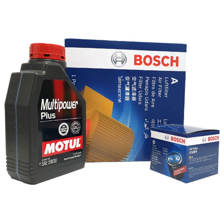 보쉬 엔진오일 세트 그랜져 IG 2.4 하이브리드 가솔린 합성유 모튤 멀티파워플러스 5W30 5L+보쉬 오일필터 O1182+에어크리너 A2658, 멀티파워플러스 5W30 5L+O1182+A2658, 5w30, 1개