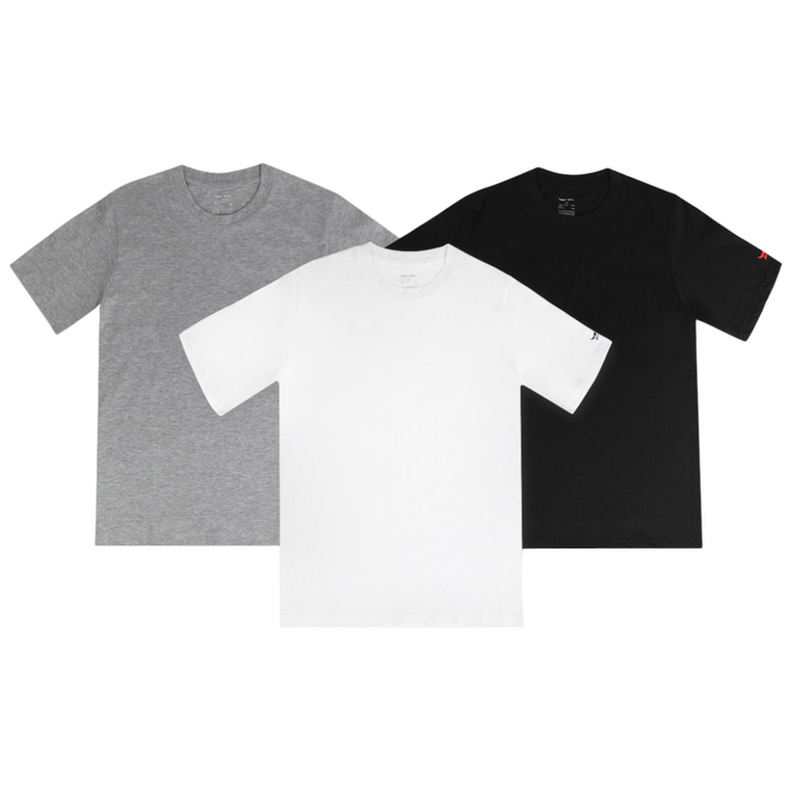 BFL 사계절 남녀공용 30수 순면 라운드 무지 반팔티 3P