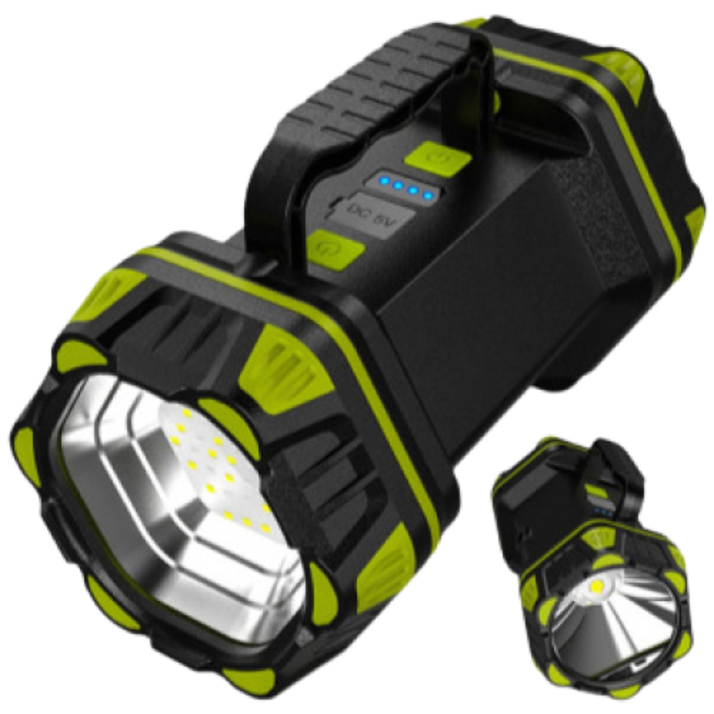 멀티멀타 LED 양면 캠핑 후레쉬 2in1 랜턴 일체형 충전식 C타입 줌 서치, 1개