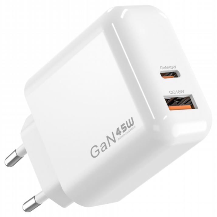 폴리폴 45W GaN 듀얼포트 어댑터 초고속 충전기 PD 프리볼트