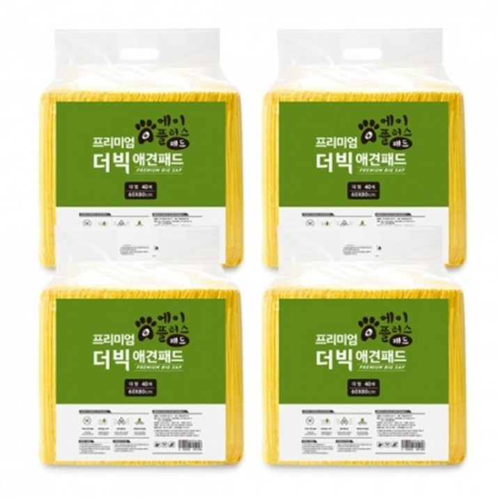 에이플러스 프리미엄 더빅 대형 애견 배변패드 40매 4개 60x80cm