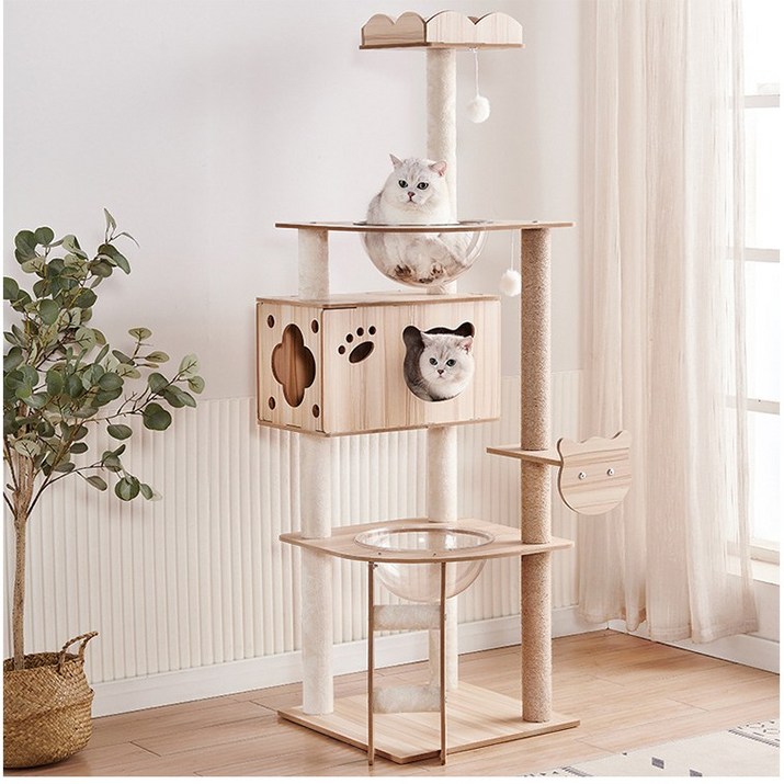 원목캣타워 다양한 놀이와 휴식 공간 제공 고양이캣타워원목