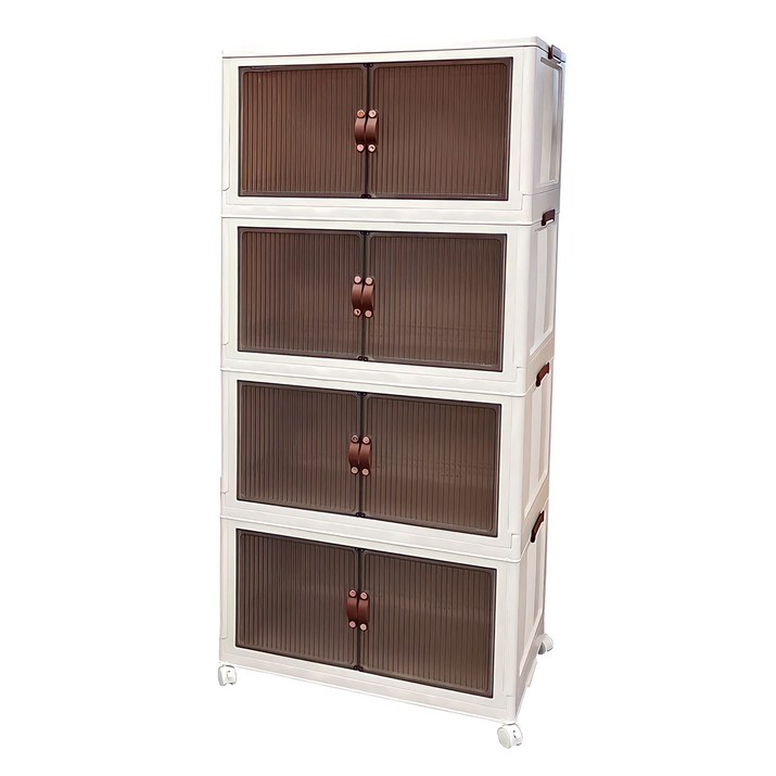 무배 청소앤 특대형 65cm 360 이동식 4단 폴딩수납장 접이식 양문형 80L, 단품