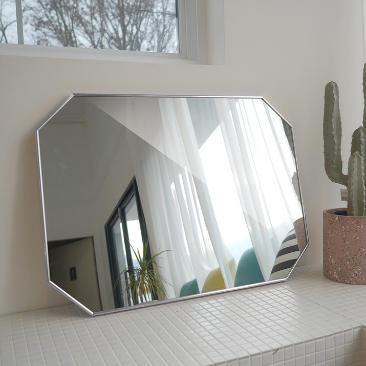 [브래그디자인] 무료배송 600x800 팔각 거울 - 타사대비 2배 두꺼운 5mm 거울 국내 알루미늄 수제작 프레임, 2. 화이트골드 7230300284