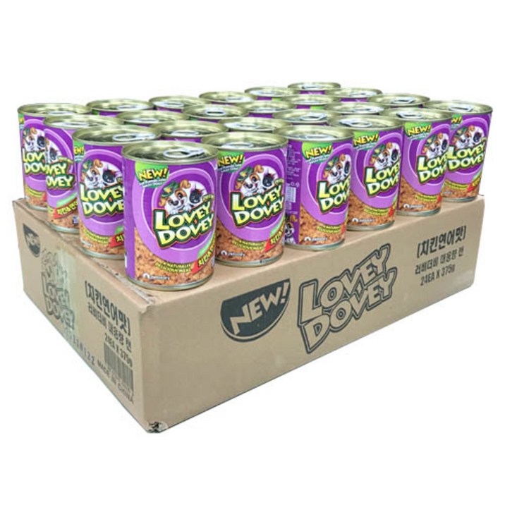 러비더비 강아지 간식캔, 혼합맛치킨연어, 375g, 24개
