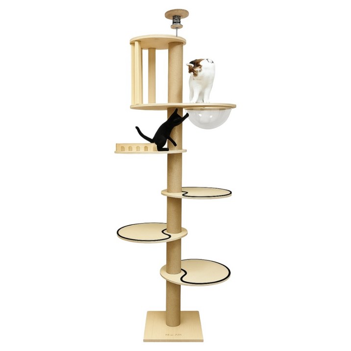 마아 고양이 원목 6단 캣폴 미끄럼방지 대형스탭 캣타워, 1개, 브라운