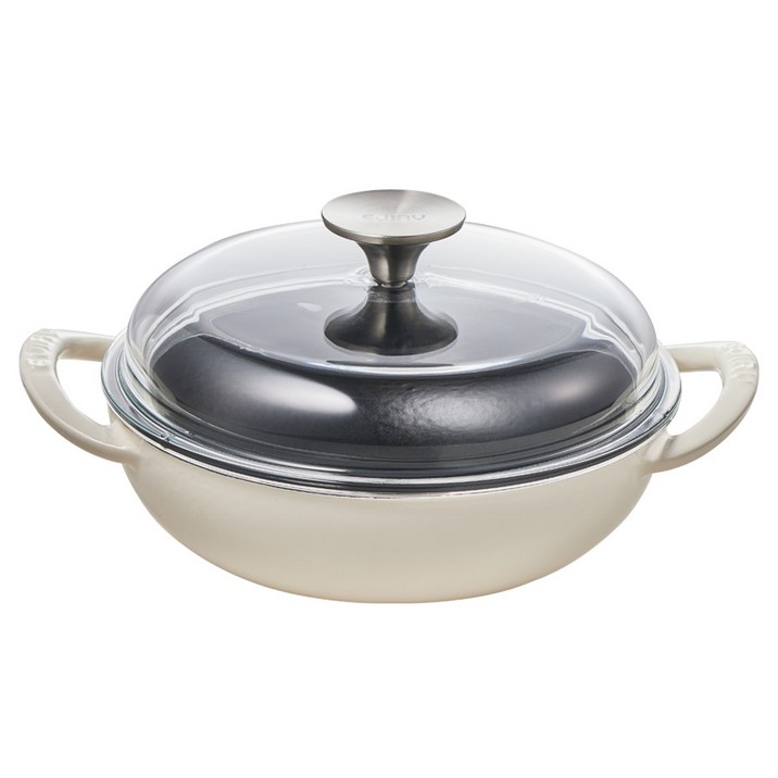 에지리 인덕션 블랙아이언 베이비웍 하이돔 양손냄비, 18cm, PRIM IVORY 프림 아이보리, 1개