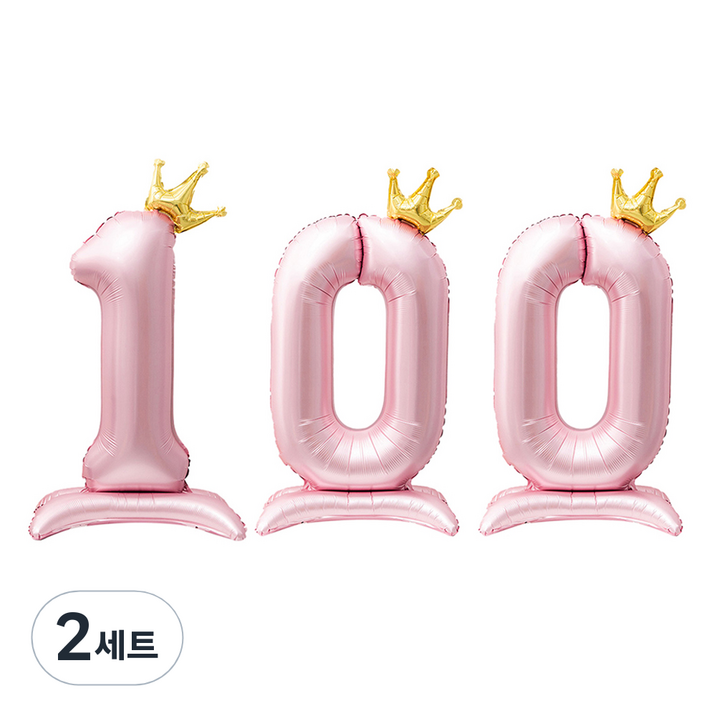 인블룸 대형 왕관 스탠드 파티풍선 숫자 1  숫자 0 2p 세트, 핑크, 2세트