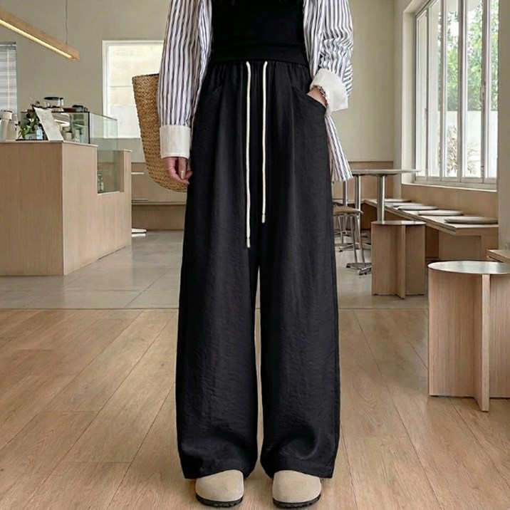 소니오 여성용 솔리드 와이드 긴바지