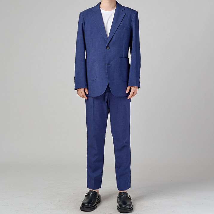 카포넬 남성용 린넨 데일리 아웃포켓 투버튼 수트 세트 CU3007