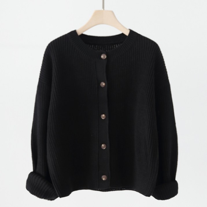 제니트 여성용 슈피 라운드 넥 루즈핏 긴팔 니트 가디건 g1175