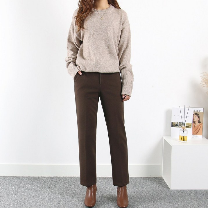 여성 겨울 기모바지 빅사이즈 뒷밴딩/일반 선택 멜로이 기모팬츠 슬랙스