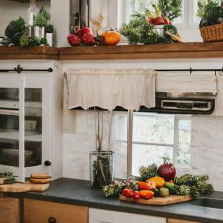 분홍구름 바란스커튼 주방 작은창 스트라이프 자수 패턴 가림막 가리개