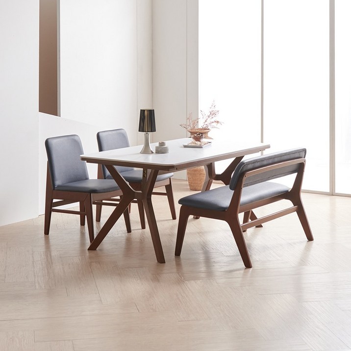 라로퍼니처 리버트 1400 포세린 통 세라믹 패밀리 4인 낮은 식탁 세트