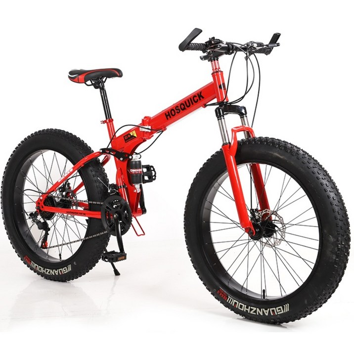 출퇴근 자전거 MTB 바퀴큰 팻바이크 엠티비 접이식 입문용, 빨간 미니자전거